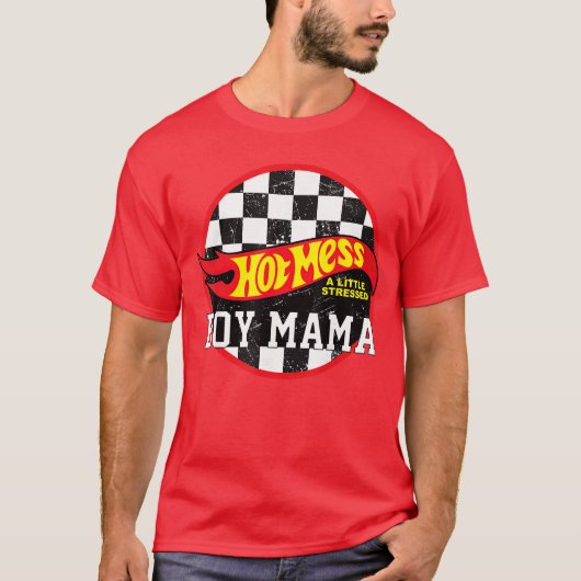 ホットメス ストレスたっぷり少年ママ ファミリー Tシャツ (正面)