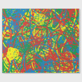 ホットメッカラフルシュイエローグリーンブルーレッド抽象芸術 ラッピングペーパー (フラット)
