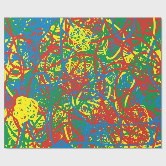 ホットメッカラフルシュイエローグリーンブルーレッド抽象芸術 ラッピングペーパー (フラット)