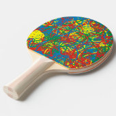 ホットメッカラフルシュブラストレブイエローグリーンブルーピン 卓球ラケット (正面アングル)