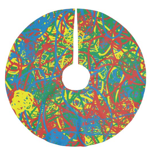 ホットメッカラフルスクリスマスカラーのスプラッシュレインボー ブラッシュドポリエステルツリースカート (正面)