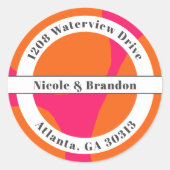 ホットモダンピンクとオレンジの抽象芸術 ラウンドシール (正面)