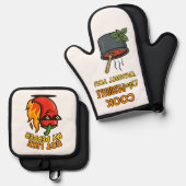 ホットライマイペッパーVer2オーブンミット&ポットホルダーセット 鍋つかみ&鍋敷きセット (正面/裏面)