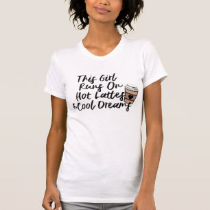 ホットラテ&ドクールリームコーヒーユーモアおもしろい Tシャツ