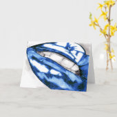 ホットリップグリーティングカード(青) カード (黄色い花)