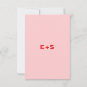 ホットレッドとピンクウェスアンダーソンインスパイア詳細カード 招待状 (裏面)