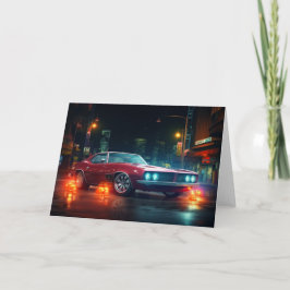 ホットレッドホイールシネマティック自動空白のノートカード サンキューカード