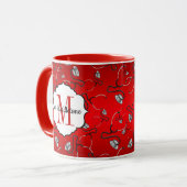 ホットレッド名の医師のための医療用聴診器 マグカップ (正面左)