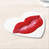 ホットレッド唇 ペーパーコースター (アングル)