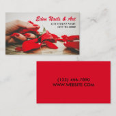 ホットレッド爪、 ネイルサロン 名刺 (正面/裏面)