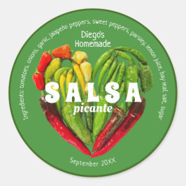 ホットレッド青唐辛子ハート食品ラベル ラウンドシール