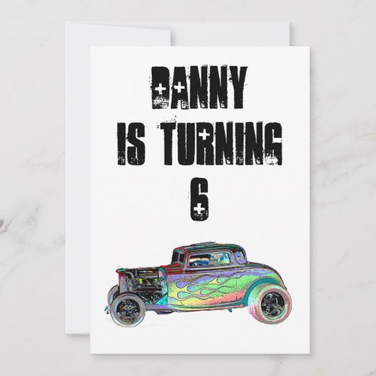 ホットロッドの誕生日招待状 招待状 (正面)