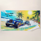 ホットロッドオンザサーフビーチカーラバービーチタオル ビーチタオル (正面)