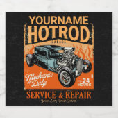 ホットロッドガレージ オーダーメイド NAME メカニックショップ ビールラベル (シングルラベル)