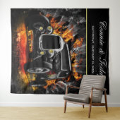 ホットロッドパーティー炎のウェディングバックドロップ タペストリー (インサイチュ(横))