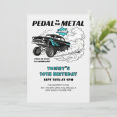 ホットロッド ガッサー クラシック レースカー 誕生日 招待状 (スタンド正面)