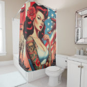 ホットヴィンテージタトゥーピンアップ シャワーカーテン (インサイチュ)