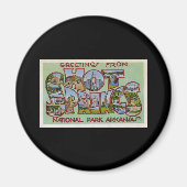 ホット春ズ国立公園アーカンソーからの挨拶 マグネット (正面)