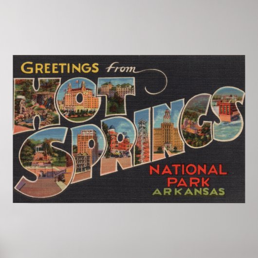 ホット春ズ国立公園，アーカンソー州（青） ポスター (正面)