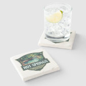 ホット春ナショナルパークイラストレーションレトロバッジ ストーンコースター (横)