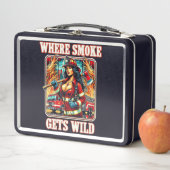 ホット消防士ピンアップガールはっきりした- & Fiery メタルランチボックス (インサイチュ)