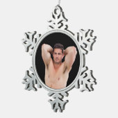 ホット男セクシーなシルレスマッスルマンボディビルダーポスト スノーフレークピューターオーナメント (右)