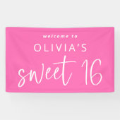 ホット鮮やかピンクウェルカムトゥスウィート16誕生日 横断幕 (横)