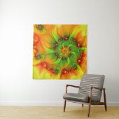 ホット サマー グリーン オレンジ アブストラクト カラフル フラクタル タペストリー (インサイチュ(横))