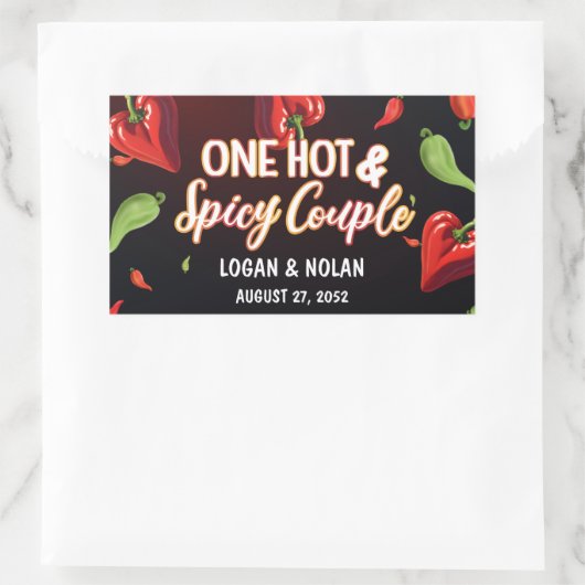 ホット&スパイシーなカップル結婚の1つカスタムの名前 長方形シール (バッグ)