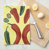 ホット&スパイシーなチールハラペーノ柄 キッチンタオル (四つ折り)