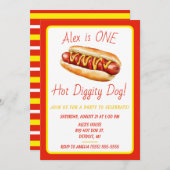 ホット・ディギティ・ドッグが1匹!ホットドッグ生誕祭パーティー 招待状 (正面/裏面)
