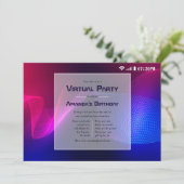 ホット=ピンクとブルーのバーチャルグロー誕生日パーティー 招待状 (スタンド正面)