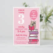 ホット·ピンク·ブック·バースデー·パーテ読ィーの招待状 招待状 (スタンド正面)