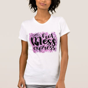 ホット・メス表現・ピンク・レオパー動揺してド・シャツ Tシャツ