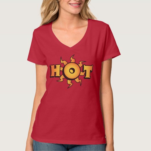 ホット レディース ベーシック Vネック Tシャツ (正面)