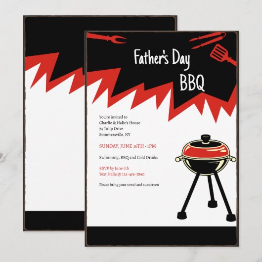 ホットBBQグリル 招待状 (正面/裏面)