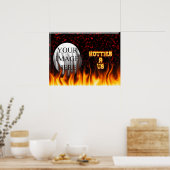 ホットR米国の火と炎の赤い大理石 ポスター (キッチン)