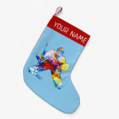 ホッパーソナライズされたケーゴアリ水彩 スモールクリスマスストッキング (正面 (吊り時))