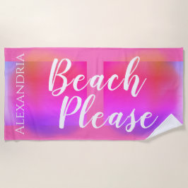ホッパーソナライズされたトピンクオレンジパープル ビーチタオル
