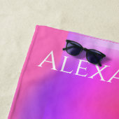 ホッパーソナライズされたトピンクオレンジパープル ビーチタオル (インサイチュ)