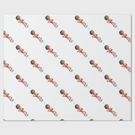 ホッピングを使用している漫画のアフリカ系アメリカ人の男の子 ラッピングペーパー (フラット)