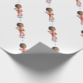 ホッピングを使用している漫画のアフリカ系アメリカ人の男の子 ラッピングペーパー (角)