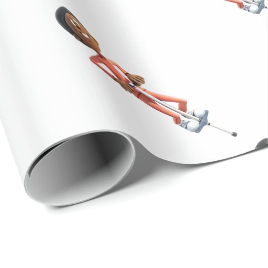 ホッピングを使用している漫画のアフリカ系アメリカ人の男の子 ラッピングペーパー (ロールコーナー)