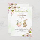 ホッピングインおもしろいイースターバニー誕生日 招待状 (正面/裏面)