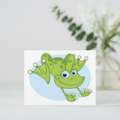 ホッピングハッピーグリーン漫画カエルかわいい旅行 ポストカード (スタンド正面)