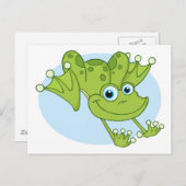 ホッピングハッピーグリーン漫画カエルかわいい旅行 ポストカード (正面/裏面)