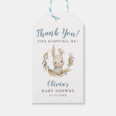 ホッピングバニー感謝してい男の子のバニーシャワー ギフトタグ (正面)