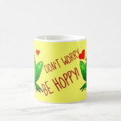 ホッピーでかわいらしい陽気なおもしろいグリーンカエル コーヒーマグカップ (中央)