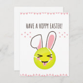 ホッピーなイースターテニスバニーボールを可愛おもしろいい シーズンカード (正面/裏面)