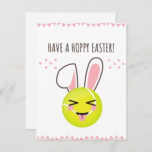 ホッピーなイースターテニスバニーボールを可愛おもしろいい シーズンカード (正面/裏面)